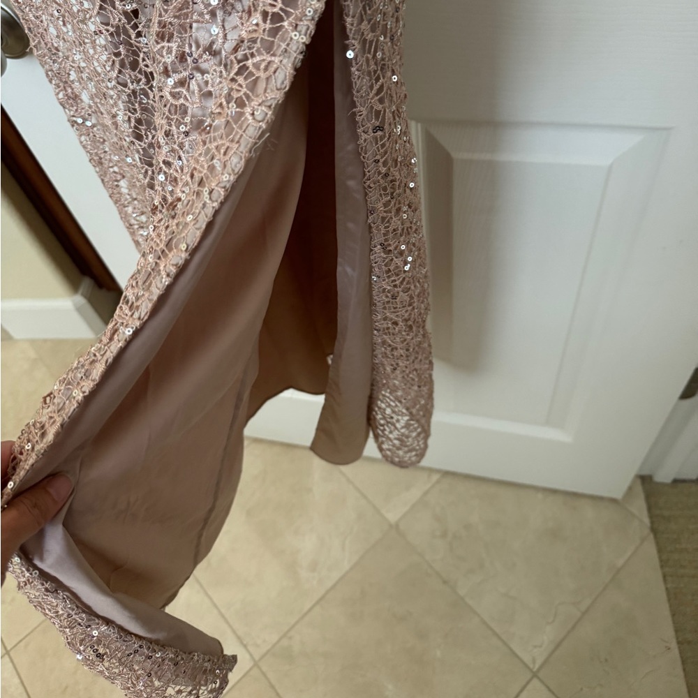 Kay Unger lace sequin pink bisque gown dress brand new with tags! Size 4 - Picture 4 of 10